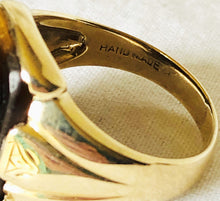 Load image into Gallery viewer, Vintage 10k Yellow Gold Tigers Eye Carved Roman Soldier Signet Ring 8.5 Deco