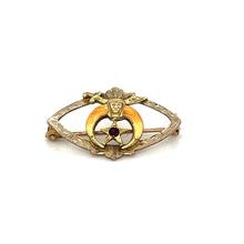 Load image into Gallery viewer, Antique Woman’s Egyptian Revival Masonic Shriners Eastern Star Pin 10k Yellow Gold Ruby 1.36g