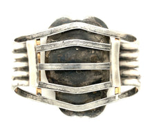 Load image into Gallery viewer, Southwestern Sterling Silver, 14k Gold And Turquoise Cuff Bracelet