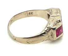 Load image into Gallery viewer, Vintage 14k Yellow Gold Masonic Ring Synthetic Rubies 6.08g Size 9.75
