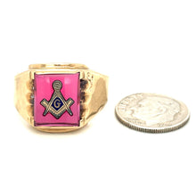 Load image into Gallery viewer, 10k Yellow Gold and Ruby Masonic Ring 5.8 Grams Size 10.5
