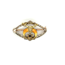 Load image into Gallery viewer, Antique Woman’s Egyptian Revival Masonic Shriners Eastern Star Pin 10k Yellow Gold Ruby 1.36g
