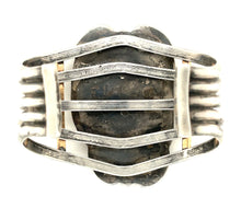 Load image into Gallery viewer, Southwestern Sterling Silver, 14k Gold And Turquoise Cuff Bracelet
